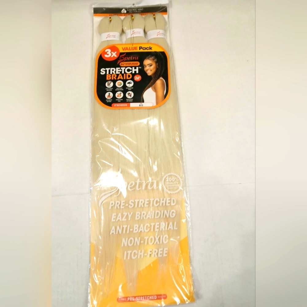 1 pack of 3 Eazy Spectra braiding hair extensions Color 613